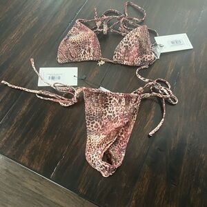 Leopard Print Triangle Bikini Set